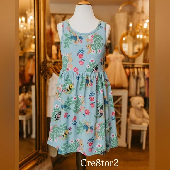 blue collar dress Organic Cotton Kids Skater Dress (1-12y)